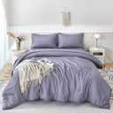 PERFEMET 5-Piece Purple Bed in A Bag Queen Size Boho Cute Grayish Purple Pom Pom Comforter Set with Sheets Soft Lightweight Girls Bedding Set(Grayish Purple, Queen)