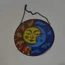 Sun and Moon Decor Stained Glass Boho Suncatcher for Windows Hanging Sun Moon Eclipse Celestial Decor for Garden Living Room Conservatory Witchy Gifts for Women Christmas Thanksgiving Gifts