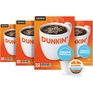 Dunkin' French Vanilla Flavored Coffee, 88 Keurig K-Cup Pods, BBD 01/10/2027 