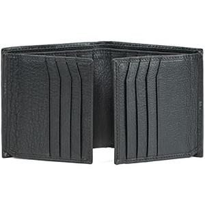 Bullz Genuine Nappa Cow Leather Thick Dual Credit Card ID Flap Quad Fold Large Bifold Mens Wallet Passcase RFID | Genuine, Nappa, Thick, Dual Credit Card, ID Flap, Quad Fold (Black)