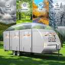 600D Oxford Fabric RV Cover 20-22ft Travel Trailer Cover, 6 Layers Breathable Waterproof Rip-Stop Camper Cover with Adhesive Repair Patches, Gutter, Tire & Additional Straps