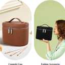 honitty Makeup Bag, Travel Make up Case with Compartments and Handle, Portable Cosmetic Organizer Bags,Toiletry Bag for Women