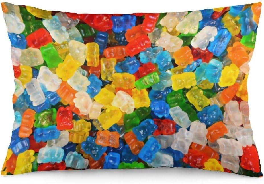 Gummy Bear Funny Food Throw Pillow Covers Decorative Pillow Case Fun Decor Square Couch Cushion Cover for Home Decor Sofa Living Room Bed Car Sofa 20x30 Inch