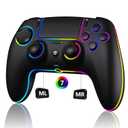 SZDILONG Wireless Controller with 7 Colors RGB Light for P-S5 Pro/Slim,MAC,iOS,Steam,PC Windows/Android 10 and Above,Support Turbo/Programmable/Microphone/Dual Vibration, with 3.5mm Audio Jack, Black
