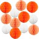 12pcs Party Honeycomb Balls Decorations - 4'' 8'' 10'' Honeycomb Ball Twin Tissue Pom Poms for Baby Shower Birthday Wedding Nursery Decor (Orange Kit)