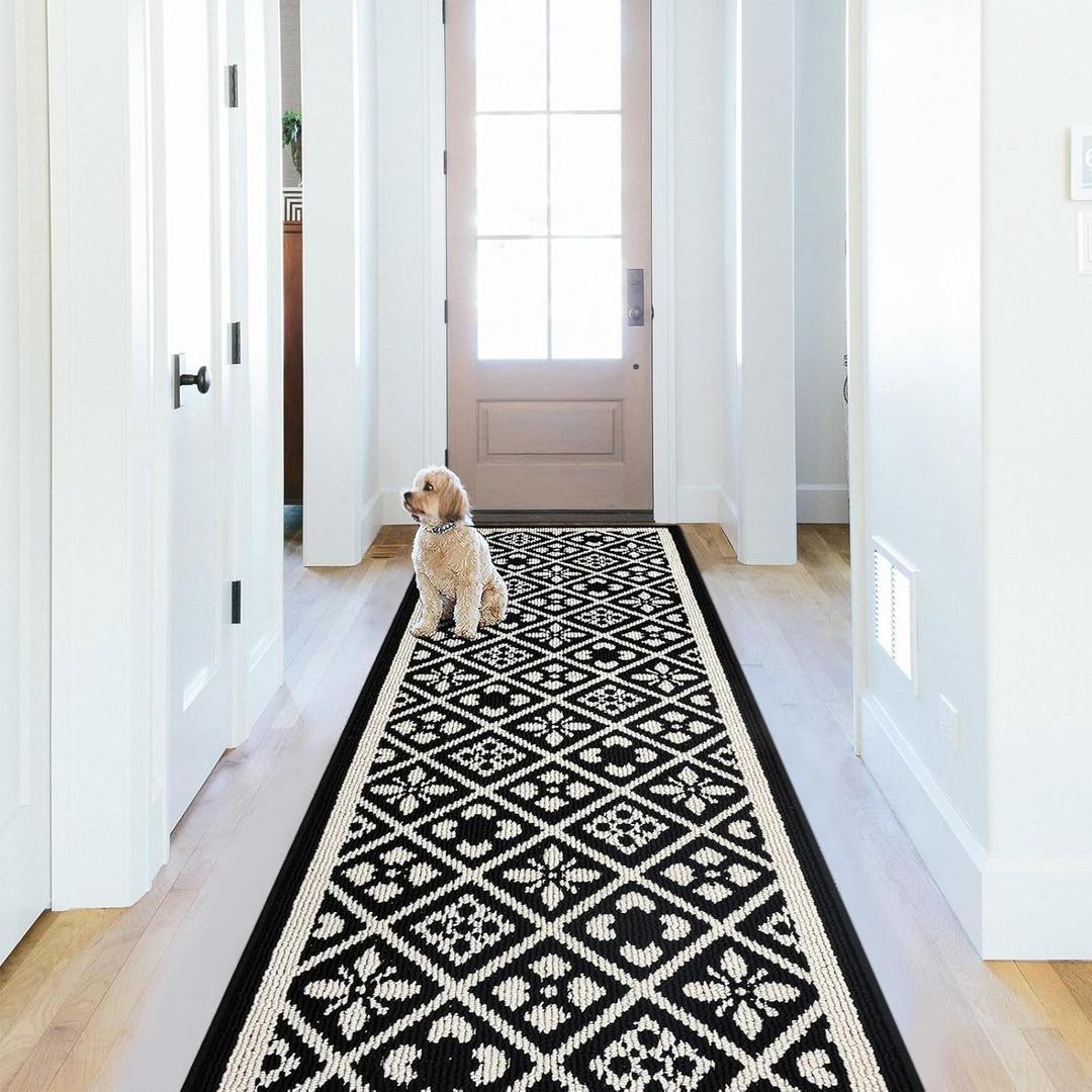 Ileading Laundry Room Runner Rug 2x6ft Non Slip Funny Kitchen Floor Mats with Rubber Backing Machine Washable Low Profile Indoor Decor Carpet for Doormat Hallway Entryway Petmat Garage Balcony(Black)