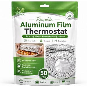 Reusable Aluminum Foil Food Covers, 50 Pcs Heat-Retaining Elastic Bowl Lids, Thickened Insulation Cover for Meal Prep, BBQ, Sandwich Wrap & Leftover Storage – Oil-Resistant & Stretchable