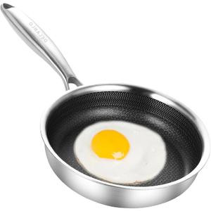 DELARLO Tri-Ply Stainless Steel 5.5 Inch Omelet Pans, Small Frying Pan Compatible with All Cooktops 500,Oven Safe Mini Skillet