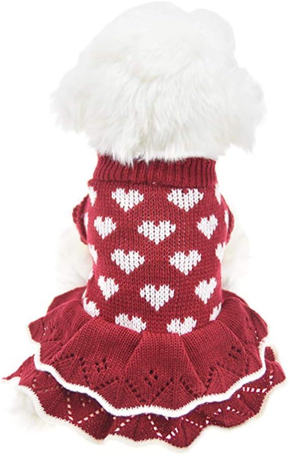 Small Dog Sweaters Girl Red Winter Warm Dog Christmas Dress Costume Clothes Dachshund Chihuahua Corgi (Red, S) (S(Bust 13.7inch|Weight 4-6LBS))