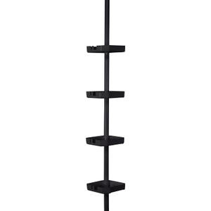 Bath Bliss 4 Tier Tensions Corner Shower Caddy Shelves Adjustable 48-101 Bathroom Organizer Bathtub and Shower Stall Holds Large Bottles Soap Shampoo Washcloths Matte Black