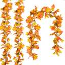 DearHouse 6 Pack Fall Garland Maple Leaf Clearance, 5.9Ft/Piece Hanging Vine Artificial Autumn Garland Thanksgiving Decor for Home Wedding Fireplace Party Christmas (Yellow)