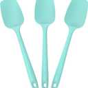 Silicone Spoon Spatula Spoonulas, 600F Heat Resistant Flexible Cooking Spoon Scoop Scraper for Cooking Mixing Baking Serving Stirring Flipping Nonstick Pan Pot (Set of 3, Aqua Sky)