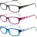 VIDEBLA 5 Pack Computer Reading Glasses Men and Women Anti Eyestrain Blue Light Blocking Glasses for Reading (5 Mix-3, 2.50)