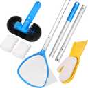 TidyMister 5-in-1 Spa Cleaning Set - Hot Tub Small Pools Maintenance Accessories Kit - Skimmer Net, Round Brush, 2ft Pole, Scrub Glove and Scum Absorber
