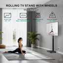 WALI Rolling TV Stand with Power Outlet, Mobile Tall TV Stand Mount on Wheels for 39-75 inch TV up to 110 lbs, Swivel Height Adjustable TV Cart with Wood Base for Bedroom(TVDVD-7PR), Black