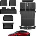Foronetry Floor Mats for 2025 2026 2027 Tesla Model Y Juniper Accessories | Not fit Standard & YL, Full-Cabin TPE All Weather Floor Mats 8PCS Set with Cargo Backrest Frunk Trunk Mats Door Sill Guards