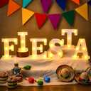 Honoson 6 Pcs Fiesta Mexican Party Decoration Fiesta LED Lights up Sign Cinco De Mayo Home Table Decoration for Mexican Themed Birthday Taco Party Supplies