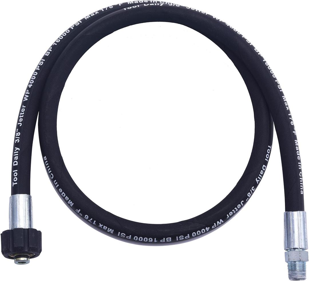 Tool Daily Pressure Washer Whip Hose with Swivel, Hose Reel Connector for Pressure Washing, 4 FT (3/8 NPT Solid + M22 Female)