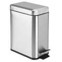 mDesign Rectangular Step-Open Wastebasket Trash Can - Brushed Stainless Steel (1.3 gallon)