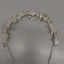 Oriamour Wedding Headbands Bridal Pearl and Crystal Floral Hair Accessories Bridal Headpieces For Bride Women Party Prom (Silver, 18'')