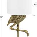 Creative Co-Op Resin Flamingo Table Lamp with Linen Shade, Gold Finish, 32"