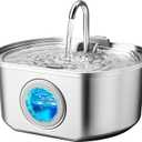 Cat Water Fountain Stainless Steel: 108oz/3.2L Cat Fountain for Drinking- Pet Water Fountain Inside - Automatic Dog Watering Dispenser Bowl - Pet Feeding & Watering Supplies - Water Level Window