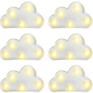 clothmile 6 Pcs LED Cloud Night Light Can Be Hung On The Wall Kids Room Room Light, Suitable for Birthday Party Holiday Decoration Baby Room Nursery Decoration (Clound-6pcs)
