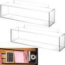 Teenyyou 2 Pcs Acrylic Slatwall Bins 16 x 4 x 4 Inch Transparent Storage Organizers Slatwall Retail Display Trays Accessories for Garage Shop Retail Display(1 Compartment)
