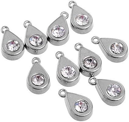 RUBYCA 30PCS Charm Pendant Crystal Drop Tibetan Metal Beads Silver Color Jewelry Making Bracelet DIY