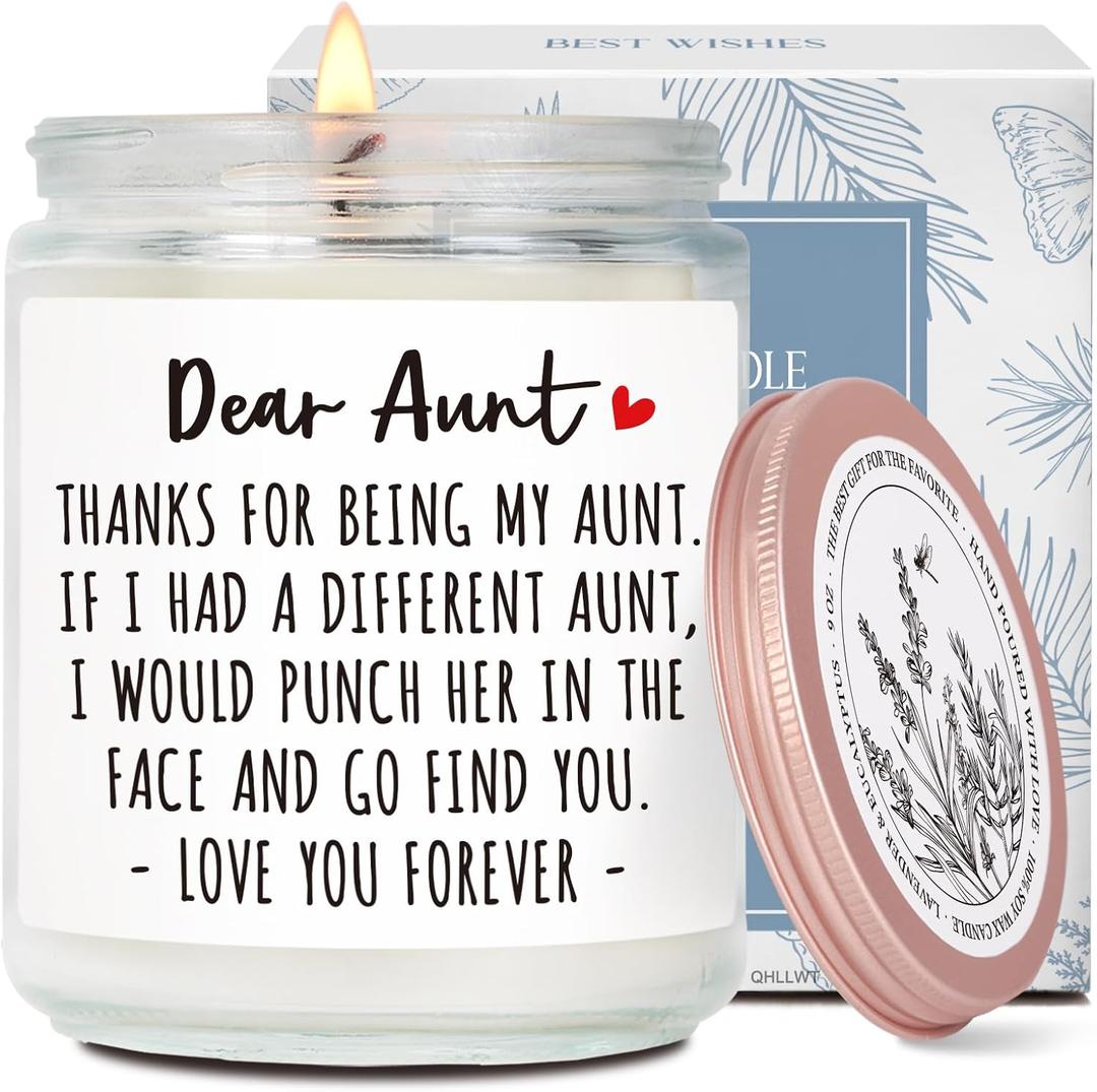 Lavender & Eucalyptus Scented Candle Gift for Auntie, Dear Aunt Thanks for Being My Aunt, Aunty Birthday Candles Gifts Ideas, Thanksgiving Christmas Wedding Mothers Day Candles for Auntie-11