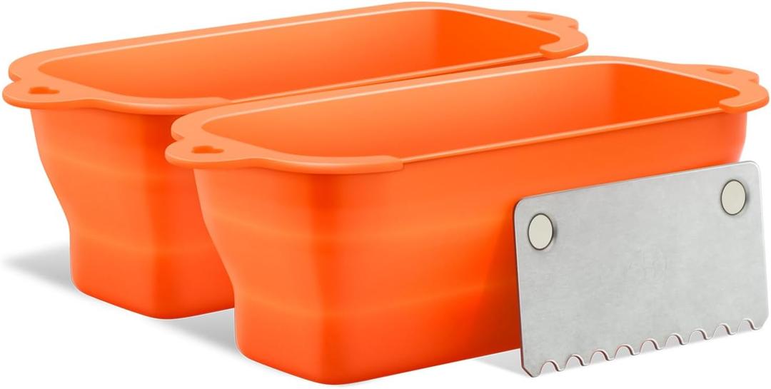 2 PCS Fold Silicone Grease Cup Liners for Blackstone Griddle Accessories, Reusable Grease Catcher & Grease Gate Fits 36 28 22 17 Inch Blackstone Grill, Drip Pan Liners Blackstone Accessories (Orange)