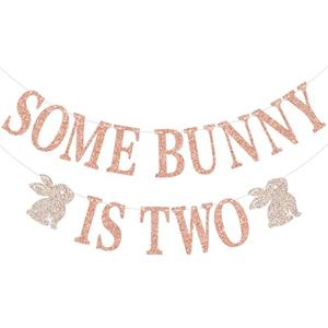 Mis Quince Rose Gold Bunny 2nd Birthday Banner, Easter Theme Birthday Party Decor