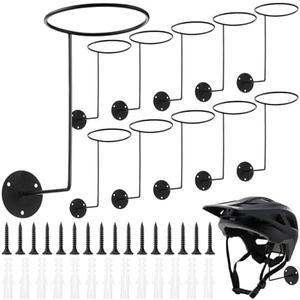 Seeloowy 9 Pcs Helmet Holder Stand Display Rack Metal Wall Mount Hanger Hooks for Motorcycle Accessories Multifunctional Helmet Rack Hats Balls Coats Space-Saving Wall Organizer for Garage Entryway