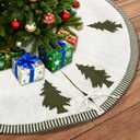 GUDELAK Christmas Tree Skirt 60 Inches, Double-Sided Green and White Knit Tree Skirt with Xmas Tree Patterns Large Tree Skirt for 7.5 ft Tree to 10ft Tree Christmas Decorations for Party Holiday