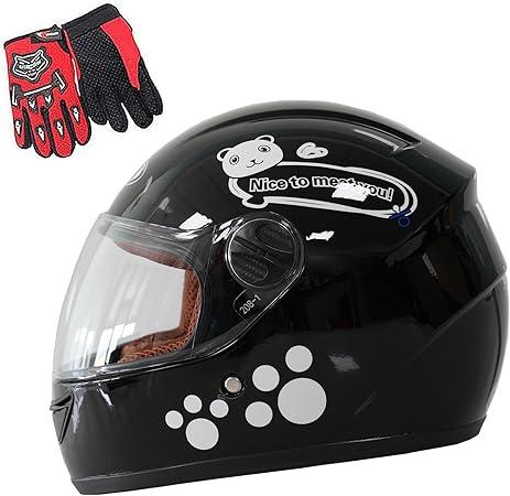 Kids Bike Helmet with Gloves, for Pedal Scooter, Motorcycle, ATV, Quad Bicycle, Suitable for Ages 3-6 (Black)