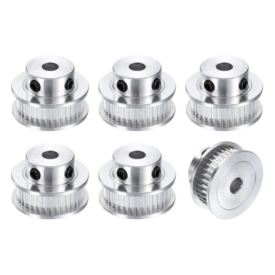 uxcell 6pcs GT-2 36T Pulley Synchronous Wheel 5mm Bore, Aluminum Timing Pulley 36 Teeth, Fit Width 6mm Timing Belt for 3D Printer CNC Machine