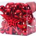 45-Pack Christmas Baubles Festival Hanging Balls Christmas Balls Hanging Ornaments Xmas Tree Hanging Pendants for Christmas Tree Festival Holiday Hanging Decorations - Red