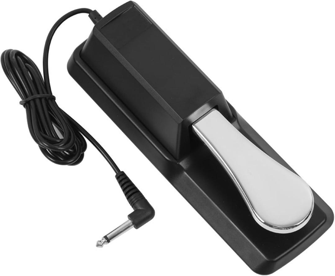 Sustain Pedal, Universal Electronic Organ Keyboard Pedal with Polarity Switch 1/4'' Input Plug, suitable for Digital Electric Piano, Piano Keyboard/MIDI Keyboard/Synthesizer, etc
