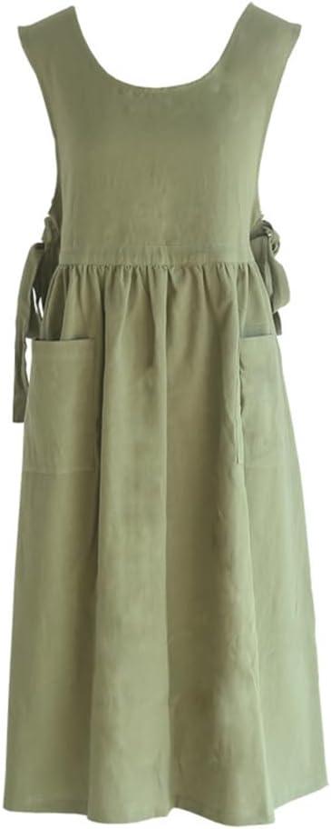 Nanxson Cotton Apron Women Split Plus Size Bib with Pockets for Cooking,Gardening,Painting CFL0003 (Green)