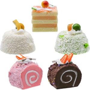 5 PCS Artificial Cupcake for Display, Realistic Cute Fake Cake, Faux Dessert with Fragrance, Roll Cake Model for Bakery Shop Display, Photography Props, Home Decoration