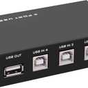 USB2.0 Printer Sharer Switcher, 4 Port USB B Print Selector Switch Adapter 4 in 1 Out Printer Splitter Hub for Printer Scanner Camera Keyboard