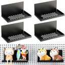 Therwen 4 Pack Magnetic Pegboard Shelves Wall Organizer Metal Pegboard Shelf Steel Tray Accessories Organizing Tools for Craft Home Kitchen(8 x 4.7 x 3.5 Inches,Black)