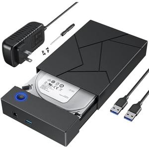 Hard Drive Enclosure 3.5, FEMORO USB 3.0 Internal SATA HDD Case with 12V 2A DC Power Adapter for Internal 3.5 inch HDD Reader, up to 20TB, Support UASP