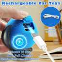 2 x Interactive Cat Toy Ball - Automatic Cat Toys for Indoor Cats with 3 Speeds Rechargeable Cat Toys for Small/Medium/Large Cats to Keep Them Busy (Blue)