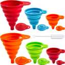 KALAVE Kitchen Funnel Set 6 Pack - Food Grade Silicone Collapsible Funnel, Funnels for Kitchen Use Filling Bottles, Daily Cooking, and Water or Powder Transfer. (Multicolor)