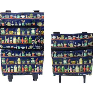 2 in 1 Folding Grocery Shopping Cart with Wheels Foldable Utility Wagons Collapsible Carts for Camping Trips, Reusable Folding Bags for Groceries,Retail Shopping,Carrito para Cargar Cosas con Ruedas (Dark Blue)