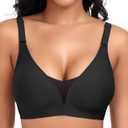 Brasfor Women WirelessSeamless Mesh Push Up No Underwire Plus Size Soft Comfortable Sleep Everyday Brattlets with Extender (Black, M)