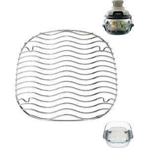 Crisper Rack for Ninja Crispi Air Fryer FN101 and Ninja Crispi Pro AS101, 304 Stainless Steel Replacement Tray for 6QT & 4QT & 2.5QT Glass Containers, Ninja Crispi Accessories, Food Grade(Wavy Design)