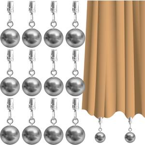 12 Pack Outdoor Curtain Weights, Heavy Duty Drapery Clips for Patio Pergola Cabana Gazebo, Stainless Steel Down Curtain, Garden Flag, Shower Curtains, Tablecloth, Useful Ball