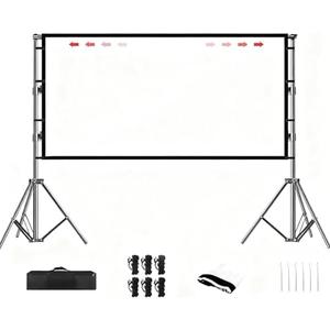 TOWOND Projector Screen with Stand 100 120 inch, Portable 16:9 4K HD Lightweight Movie Screen with Carry Bag for Backyard Movie Night(100in)